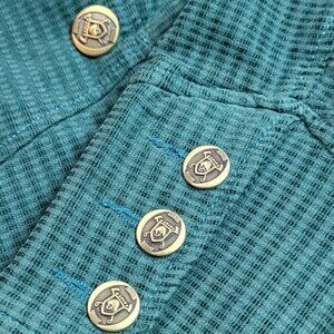 Cabi Green Size Small Double Breasted Blazer, Gold Buttons with golf imprint